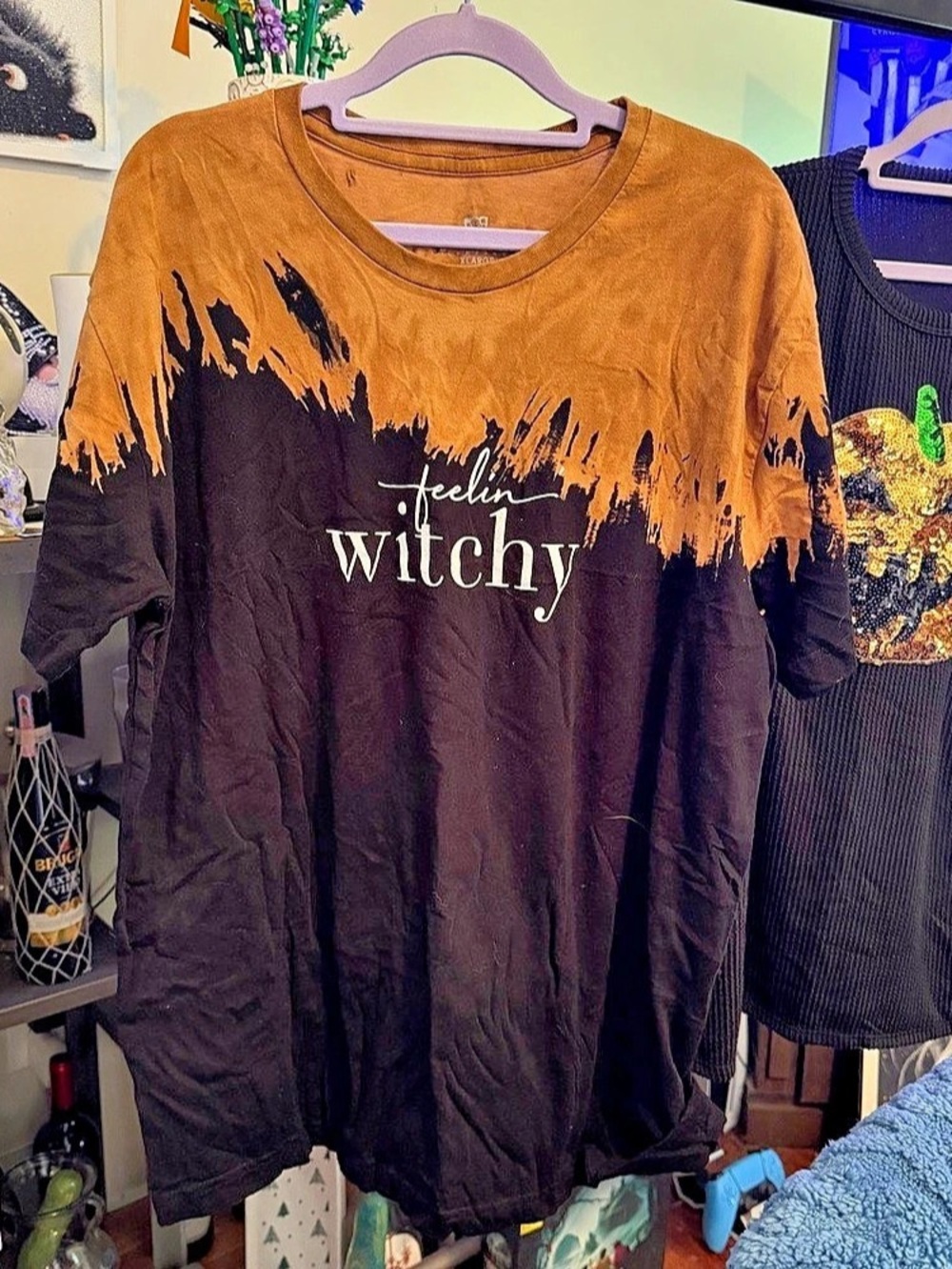 Southern Bliss Feelin Witchy Tee Abstract Graphic Tee Brown Black Size XLarge